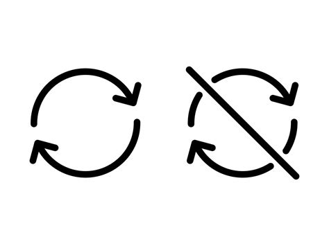 Sync, synchronize on and no sync, synchronize off icons in line style ...