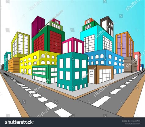 Hand Drawn Building Two Point Perspective Stock Illustration 2262601519 ...