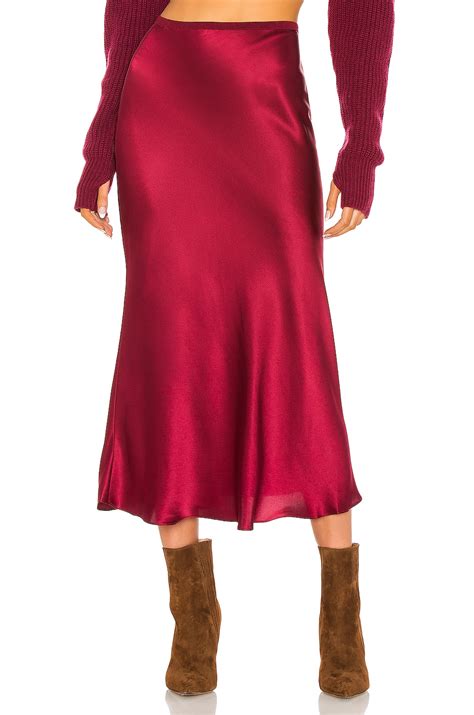 Divine Heritage Bias Cut Skirt in Garnet | REVOLVE