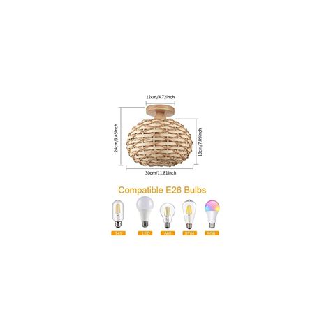 Rattan Flush Mount Ceiling Light - Easric Farmhouse | Ubuy India