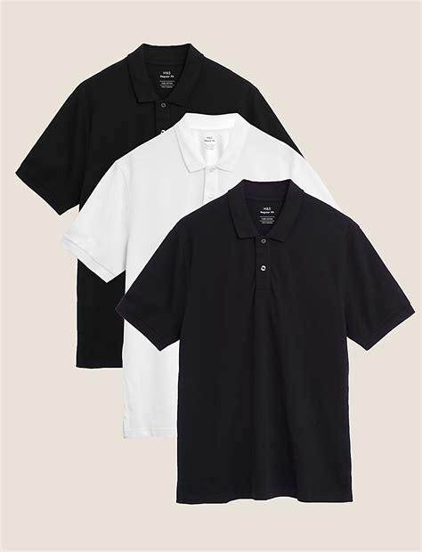 Buy 3 Pack Pure Cotton Polo Shirts at Marks & Spencer