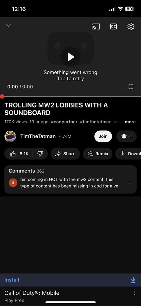 "Something went wrong" YouTube App Crashi… - Apple Community