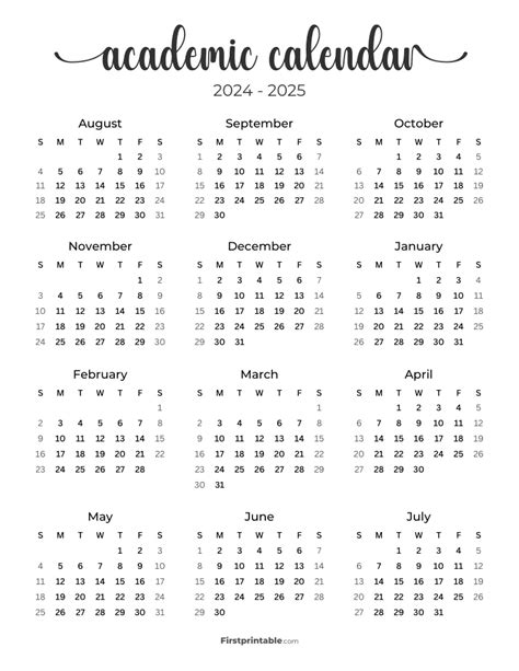 Academic Calendar 2024 2025 Free Printable