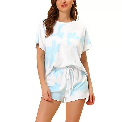 Women's Dye Print Pajama Set Short Sleeves and Shorts 2pcs Lounge Sets