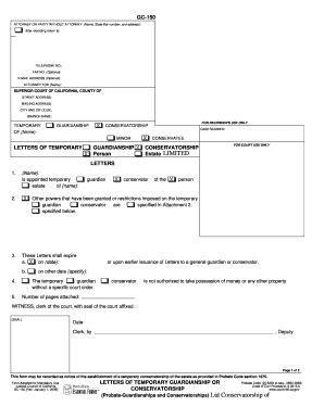 Fillable Online Letters of Temporary Conservatorship - loveinlawnet Fax ...