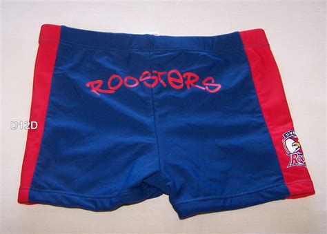 Sydney Roosters NRL Boys Navy Blue Printed Swim Trunk Bathers Size 6 ...