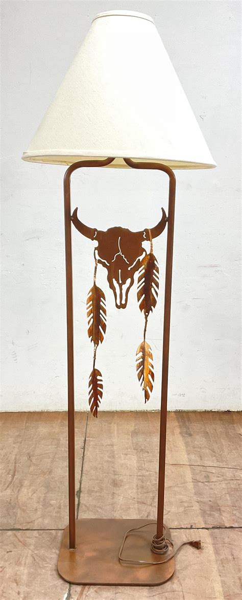 Lot - Southwestern Style Floor Lamp w/ Cloth Shade