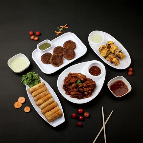 Buy VarEesha White Rectangle Ceramic Kabab Snacks Platter Online at Low ...