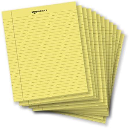 Amazon Basics Legal/Wide Ruled Pad (12 pack, 50 sheets per pad) 222 GSM ...