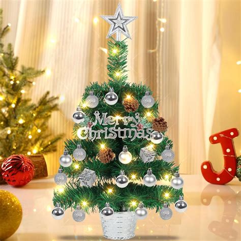 Amazon.com: Small Decorated Christmas Tree with Lights, Tabletop Christmas Trees with Lights ...