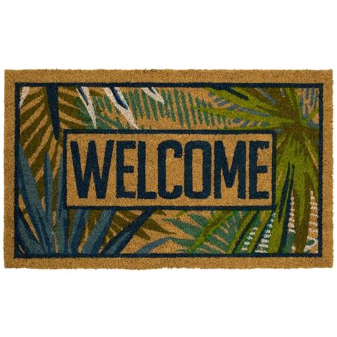 Mohawk Home 1-1/2-ft x 2-1/2-ft Natural/Blue Coir/Rubber Square Indoor ...