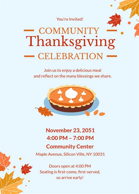 Free Simple Thanksgiving Event Invitation Template to Edit Online