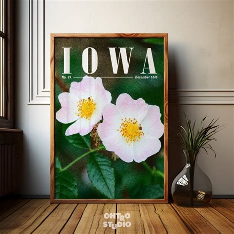Vintage Digital Art Print, 90's Aesthetic, Iowa State Flower, Wild Rose ...