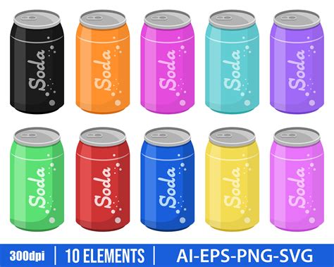 Soda Can Clipart Vector Design Illustration. Soda Can Set. Vector ...