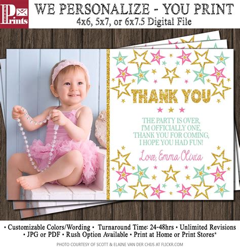 1st Birthday Thank You Card Free Template - Get What You Need