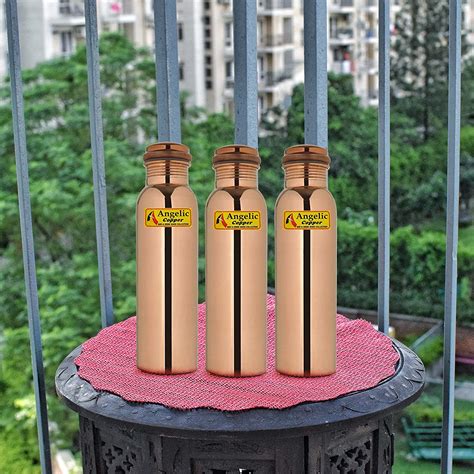 Angelic Copper Plain Bottle Set, 1 Litre, Set of 3, Brown : Amazon.in ...