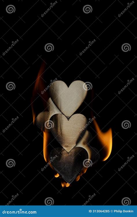 Valentine Homemade Wooden Love Hearts Burning an Burned Smoking with ...