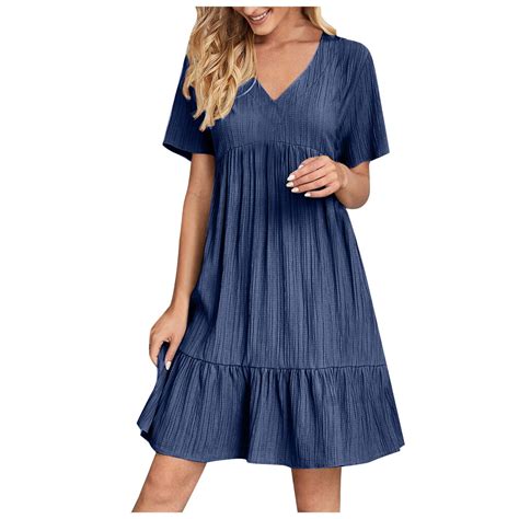 Eawtki Summer Dresses for Women 2025 Vacation Short Sleeve v Neck Mini ...