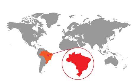 Brazil map focus. Isolated world map. Isolated on white background ...