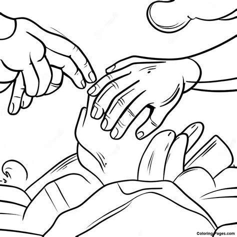 Sistine Chapel Creation Of Adam Coloring Page | Coloring-Pages.com