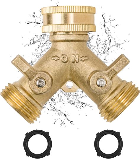 Amazon.com: Hose Splitter 2 Way, Diivoo Heavy Duty Brass Hose Y ...