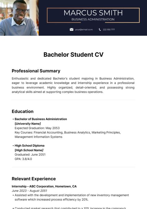 Free Bachelor Student CV Template - Edit Online & Download | Template.net