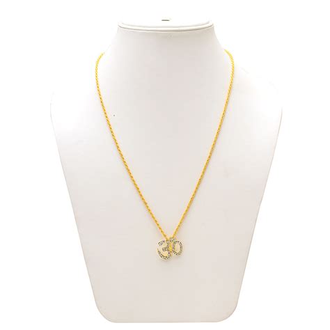 Missmister Pack Of 12 Gold Plated Austrian Stone Om Chain Pendant - PC ...