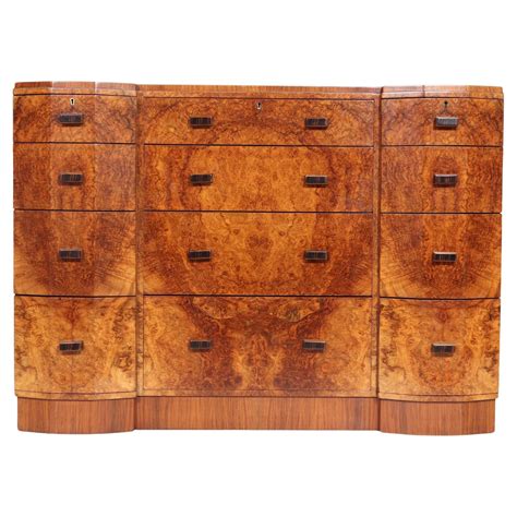 English Art Deco Chest of Drawers in Walnut at 1stDibs
