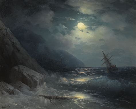 Moonlit Landscape with a Ship by Ivan Aivazovsky – Artchive