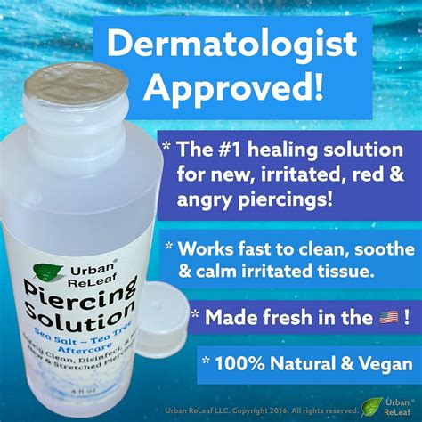 Urban ReLeaf Piercing Solution: Healing Sea Salts & Tea Tree Aftercare for New & Stretched ...