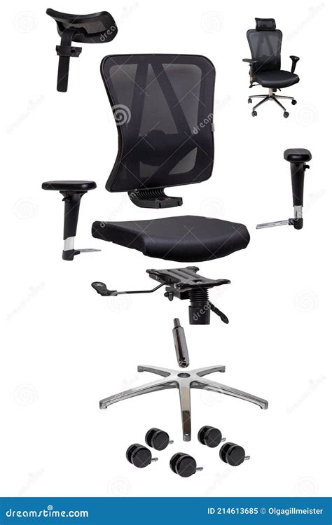 Components of an Office Chair. Closeup of a Complete Set of Spare Parts ...