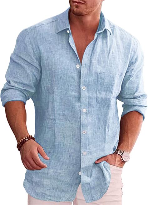 COOFANDY Men's Casual Button Down Shirt Business Long Sleeve Chambray ...