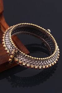 Buy Gold Plated Stone Silver Statement Studded Kada - Single Pc by Noor ...