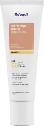 Re'equil Sunscreen - SPF 50 PA+++ SHEER ZINC TINTED SUNSCREEN - 100% ...