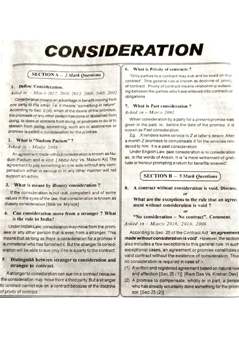 Contract Law Notes: Consideration and Privity (LAW101) - Studocu