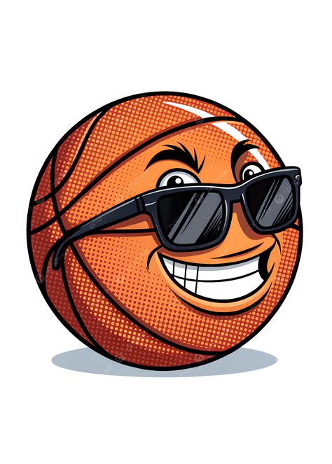 Cool Cartoon Basketball Character With Sunglasses Funny Sports Ball ...