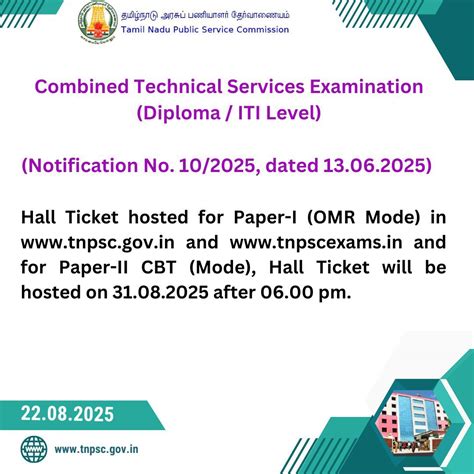 📝 TNPSC Combined Technical Services Examination (Diploma / ITI Level ...