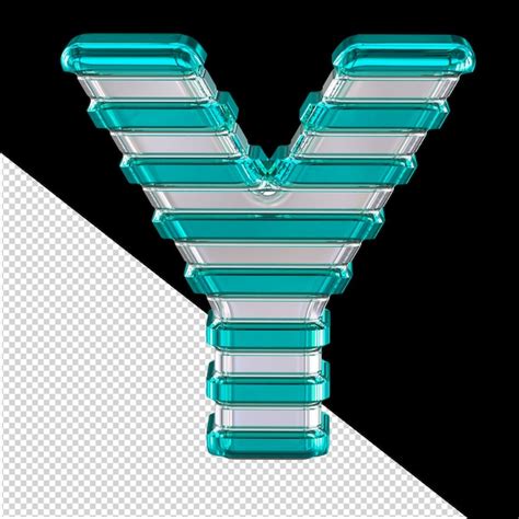 Symbole argenté avec fines lanières horizontales turquoise lettre y ...