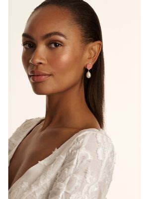 Buy Ted Baker White Monogram Coin Pearl Drop Earrings Online