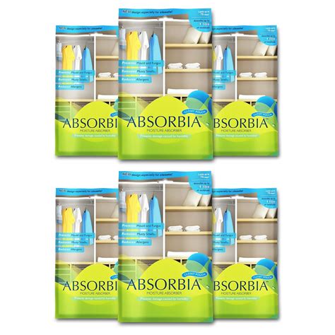 Absorbia Moisture Absorber Hanging Pouch | Pack of 6 | 880ml & Lasts 75 ...