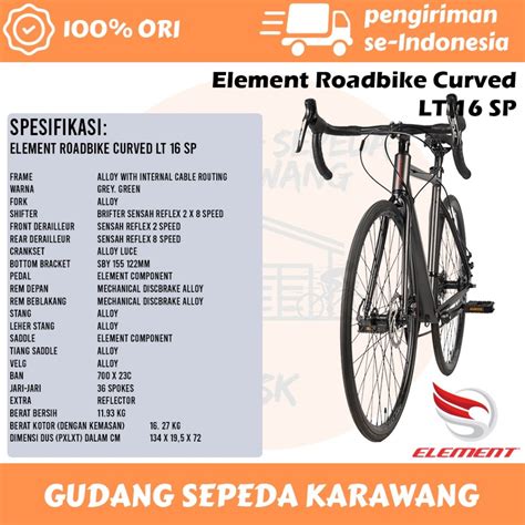Jual SEPEDA BALAP ELEMENT ROADBIKE CURVED LT 16 SPEED (2 x 8 SPEED) | Shopee Indonesia