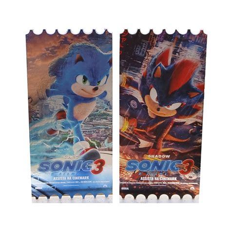 Card Colecionável Sonic 3 Cinemark 1 do Shadow e 1 do Sonic Ingresso ...