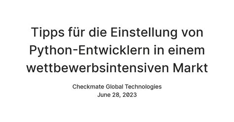 Tipps für die Einstellung von Python-Entwicklern in einem ...