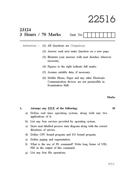 Osy w-23 queppr - Nthg - P.T. Instructions – (1) All Questions are ...