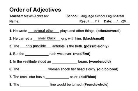Sequence The Adjectives Correctly ELA Worksheets SplashLearn