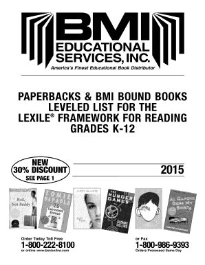 Fillable Online BMI Lexile Leveled Book List 2015. BMI Lexile Leveled ...