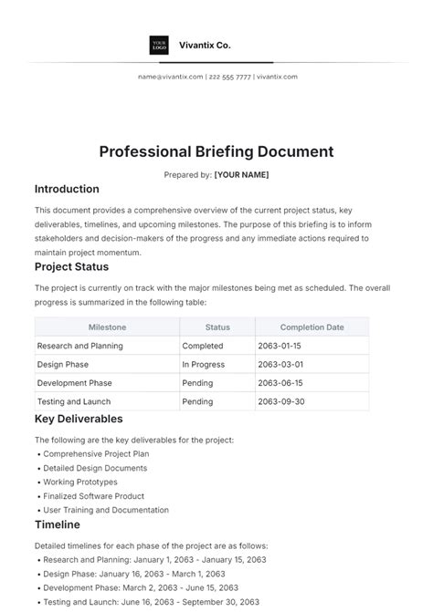 Free Executive Brief Template to Edit Online