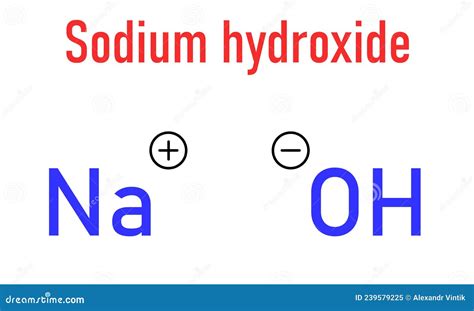 Sodium Hydroxide or Lye, Caustic Soda, Chemical Structure. Skeletal Formula Stock Vector ...