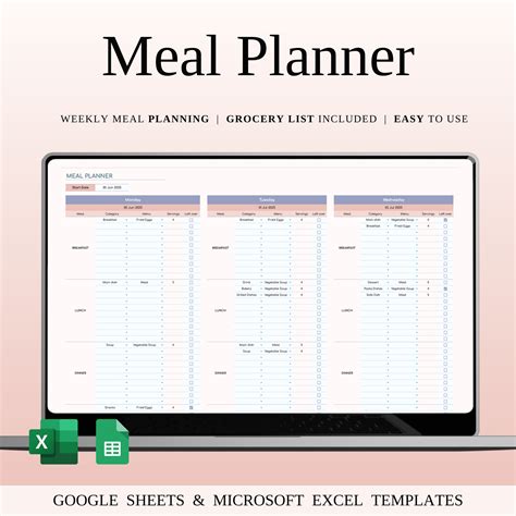 Meal Planning Excel Template