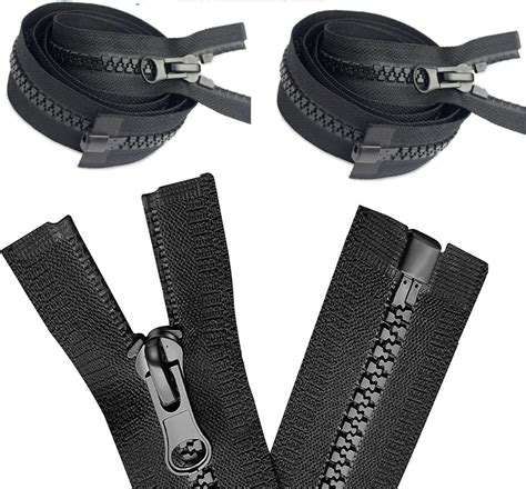 2 PCS #10 34 Inch Zippers for Sewing Supplies Jacket-Bulk Zipper Replacement Separating Kit for ...
